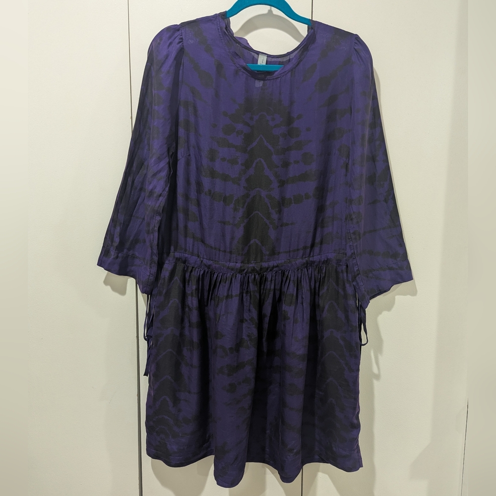 Raquel Allegra Silk Purple Tie-Dye Dress